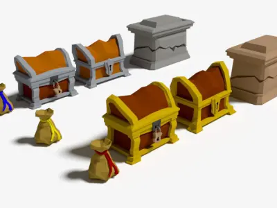 Loot Chest Lowpoly Game Assets - In Unity Too Low-poly 3D model