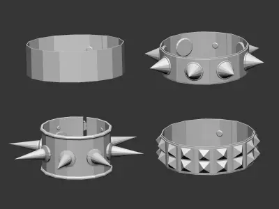 25 low poly arm cuff and bracelet shapes IMM set 3D model
