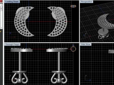 Crescent earrings classic  3D print model