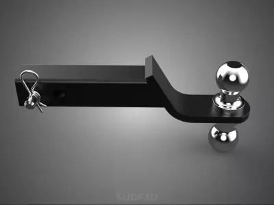 DUAL 2 BALL HITCH RECEIVER REVERSIBLE DROP JOINT TOWING TRAILER 3D model