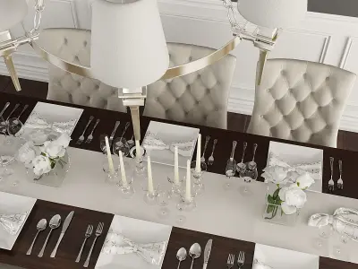 Table Chairs Laying 3D model