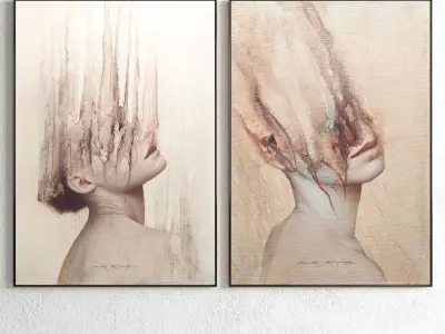 Plaster Two Photo Frame 102 Low-poly 3D model