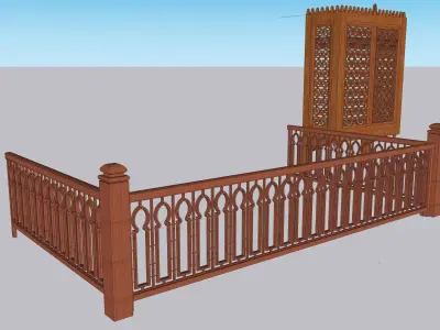 Decorative Wooden Railing and Enclosure SketchUp Model 3D model