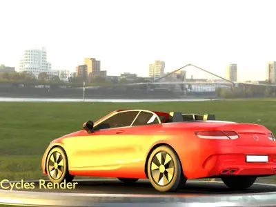 City Car 34 Top-Class Cabrio Open Type-A Red Low-poly 3D model