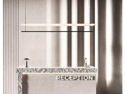 Reception desk Rough rock edge rectangular stone slab 3D model