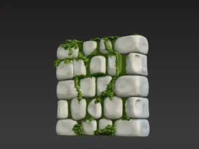 Collapsed Brick Barrier  Damaged Wall with Exposed Rebar Low-poly 3D model purchase