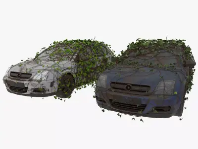 4K realistic low poly abandoned car Low-poly 3D model
