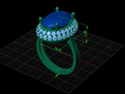 STL 3DM Print Ready Women Diamond Ring Lightweight Printable  3D print model 32