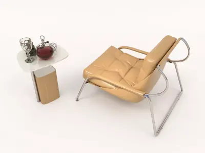 Modern Coffee Table and Armchair Set 55 3D model