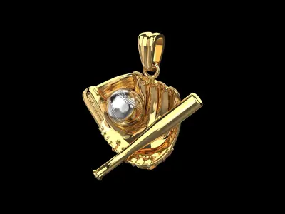 Baseball Glove Ball and Bat Pendant N235 3D print model