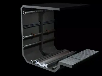 Sci-Fi Train Metro Railway Tunnel  Low-poly 3D model