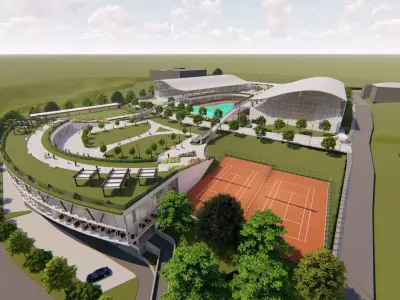 Sports Complex with Basketball Courts - Swimming Pool and More 3D model