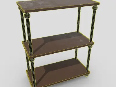 Shelf 4 three bookcase Low-poly 3D model