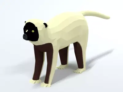 Low Poly Cartoon Sifaka Lemur Low-poly 3D model