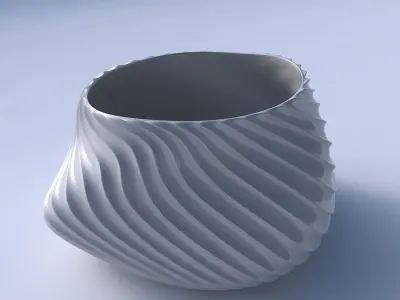 Bowl twisted elipse with bent extruded lines 3 3D print model