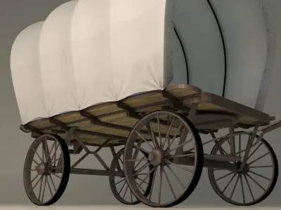 Covered Flatbed Wagon 3D model