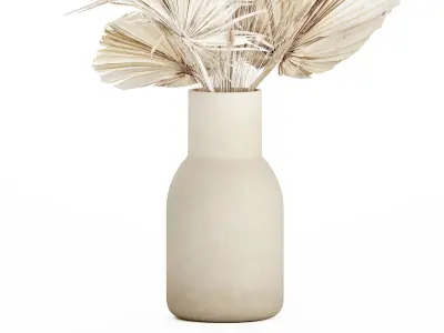 Bouquet Dried Flowers From White Pampas Branches vase 555 3D model