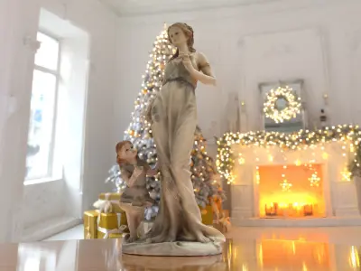 Woman And Child Statue low-poly PBR Ornament figurine VR-AR Low-poly 3D model