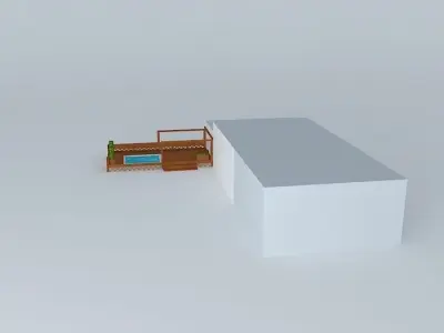 Deck with Hot Tub Pergola, and Seat Bench Free 3D model