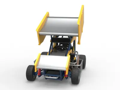 Winged 600 Micro sprint car Scale 1 to 25 3D print model