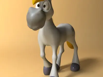 Cartoon Horse Rigged and Animated Low-poly 3D model