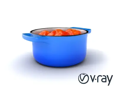 Contemporary Dutch Oven Pot with Meatballs Model Pack Low-poly 3D model