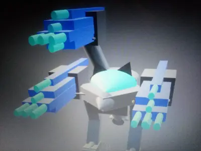 Zechariah robot with two arms Low-poly 3D model