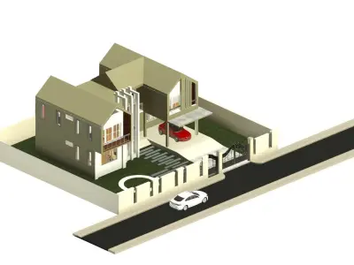 4 Bedroom 3D Modern House Model 3D model