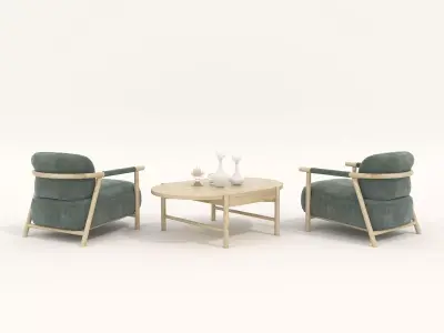 Modern Coffee Table and Armchair Set 43 3D model