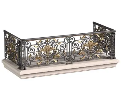 Wrought Classic Balcony Railing 3D model