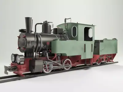 T2-71 Narrow Steam Locomotive 3D model