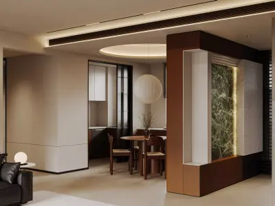 Modern living room dining room interior scenes 114 3D model