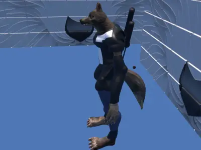 werewolf animated character in suit Low-poly 3D model