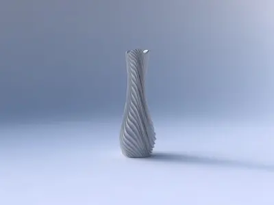 Vase larger opening hexagon with wavy extruded lines 2 3D print model