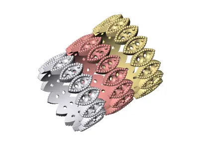 Beaded marquise shaped diamond motif band US size 6 7 8  3D print model