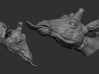 Giraffe head with tongue 3D print model