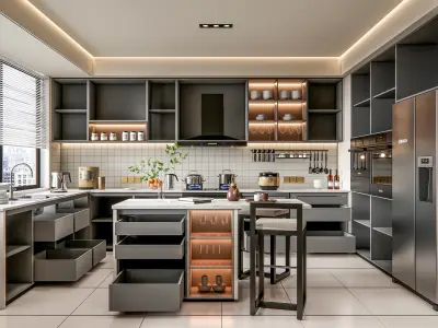 Kitchen fully parametric Resizable manufacturable 0059 3D model