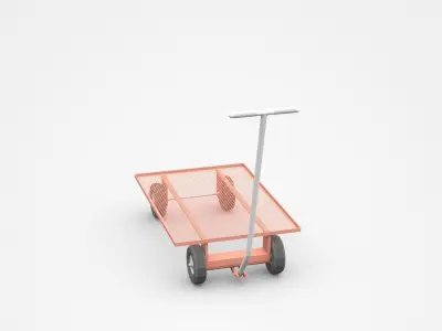 Four Wheels Iron Static Cart  3D model