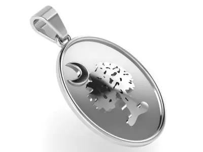 Tree Moon Oval Pendant 1982 3D print model