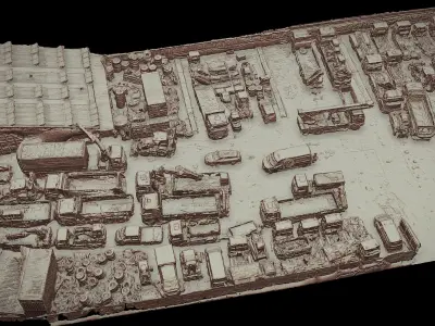 construction-site vehicles machinery terrain scan Low-poly 3D model