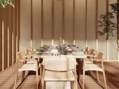 Japandi Dining Room 3D model