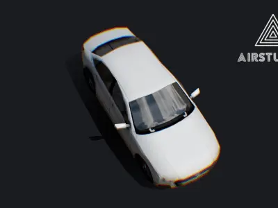 Low Poly White Car Low-poly 3D model