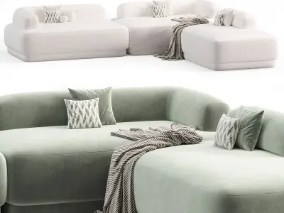 bumper sectional sofa Low-poly 3D model