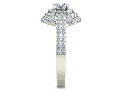 White Gold Diamond Spiral Engagement Ring 3D print model