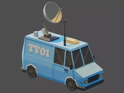 Tv News Van Low-poly 3D model