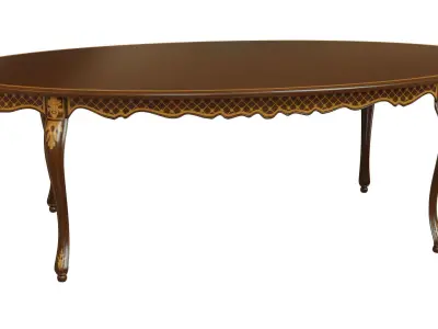 Classic table with inlaid veneer 2400 3D model