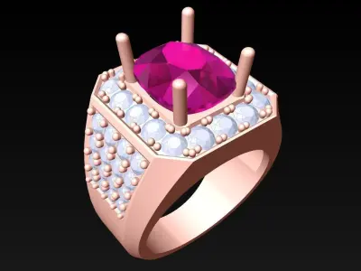 Oval Stone Ring - Mens Rings - N3186 3D print model