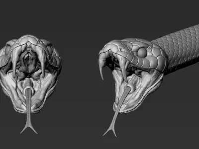 Snake highpoly head 3D model