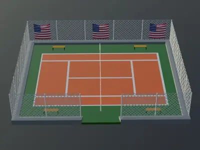 Tennis Court - USA Low-poly 3D model