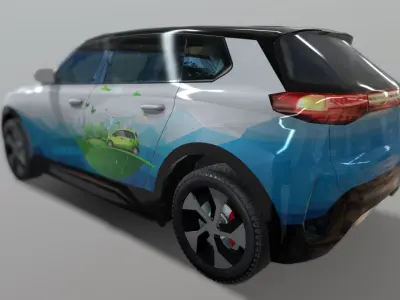 ENEVA electric futuristic car Low-poly 3D model